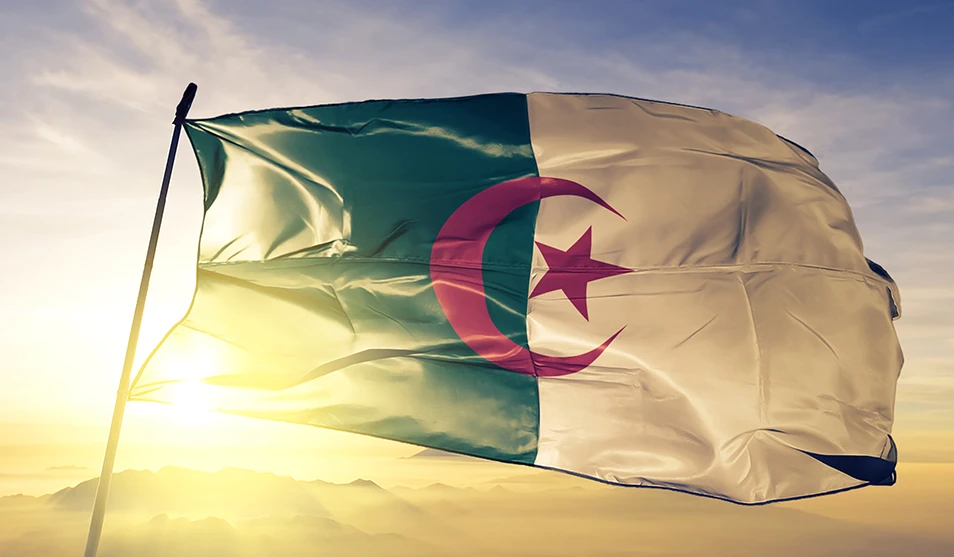 Drapeau d'Algérie flottant au vent